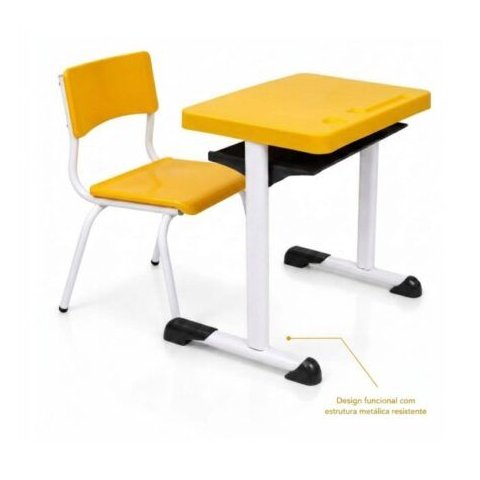 Kit Escolar Individual – (Mesa e Cadeira) – Infantil 03 a 06 Anos – Realplast - Cor Amarelo - 41087