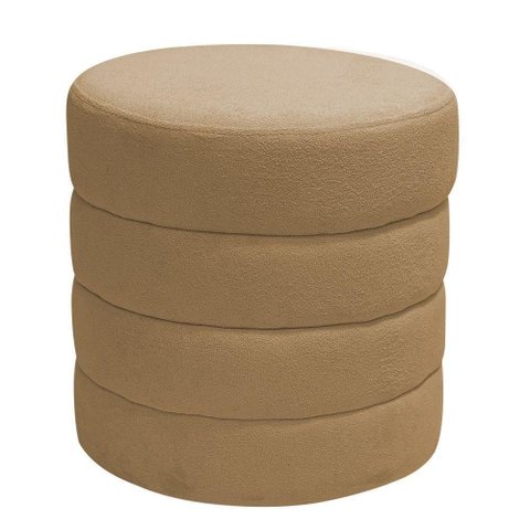 Puff Mid Redondo Espuma Revestimento Suede Caramelo Nexta Casa