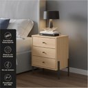 Ver imagem 3 de Cômoda de Cabeceira 3 Gavetas 100% MDF com Pintura UV e Pés em Metal 49x62x38cm Castanho