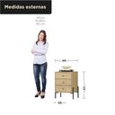 Ver imagem 2 de Cômoda de Cabeceira 3 Gavetas 100% MDF com Pintura UV e Pés em Metal 49x62x38cm Castanho