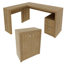 Ver imagem 2 de Mesa Escritório de Canto 2 Gavetas com Armário de 2 Portas Amêndoa