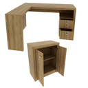 Ver imagem 3 de Mesa Escritório de Canto 2 Gavetas com Armário de 2 Portas Amêndoa