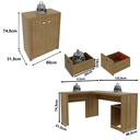 Ver imagem 4 de Mesa Escritório de Canto 2 Gavetas com Armário de 2 Portas Amêndoa