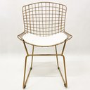 Ver imagem 2 de Kit 4 Cadeiras para Cozinha Bertoia tradicional cor Dourado fosco assento branco - Poltronas do Sul