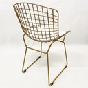 Ver imagem 5 de Kit 4 Cadeiras para Cozinha Bertoia tradicional cor Dourado fosco assento branco - Poltronas do Sul