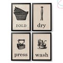 Ver imagem 1 de Kit com 4 Quadros Decorativos Lavanderia Retrô:preta