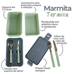 Marmita Fitness 1,3l sem Bpa 2 Compartimentos para Comida - 2