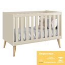 Ver imagem 5 de Jogo de Quarto Infantil Theo guarda Roupa 2 Portas e Berço Areia Fosco com Pés Madeira Natural