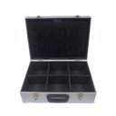 Ver imagem 2 de Kit 5 Maleta Transporte Alumínio 34x24x15cm Ferramentas Pesca Divisórias Ajustáveis Removível Chave 