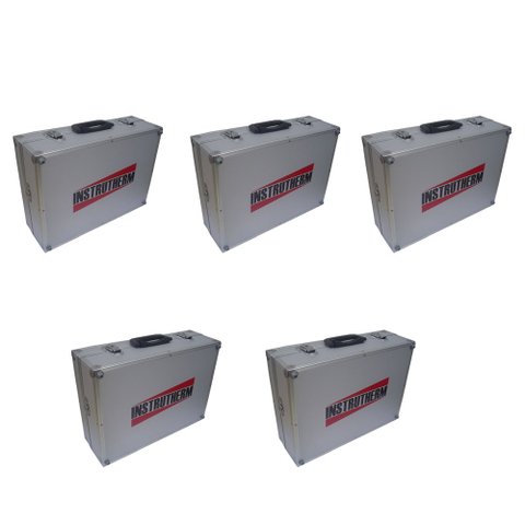 Kit 5 Maleta Transporte Alumínio 34x24x15cm Ferramentas Pesca Divisórias Ajustáveis Removível Chave