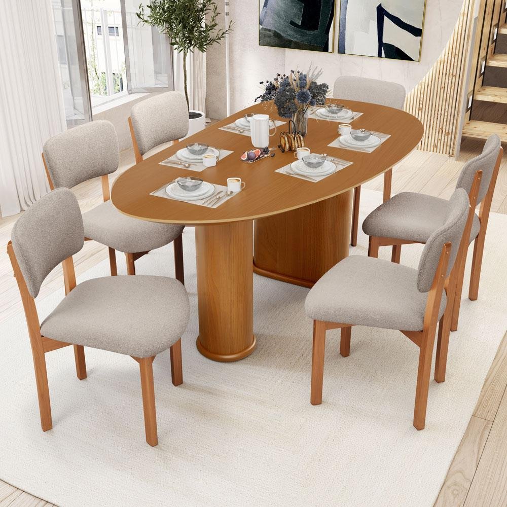 Mesa para Sala de Jantar Ourense com 06 Cadeiras Sala de Jantar