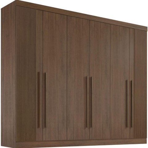 Guarda Roupa da Vinci Plus Ripado Castanho 6 Portas 6 Gavetas D’doro