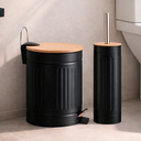 Ver imagem 2 de Kit Lavabo Banheiro Bambu Lixeira 5 Litros Pedal e Escova Pgb Conjunto Banheiro 2 Peças