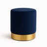 Puff com Rodapé Dourado Azul Veludo - 3