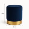 Puff com Rodapé Dourado Azul Veludo - 2