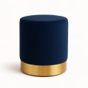 Ver imagem 2 de Puff com Rodapé Dourado Azul Veludo