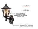 Ver imagem 2 de 4 Arandela Varanda Colonial Preta E27 Lente Transp. Fachada Lup42