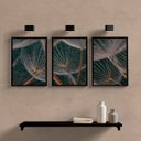 Ver imagem 2 de Kit 3 Quadros Flor Dente De Leão 33x24cm:Madeira preta