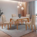 Ver imagem 1 de Mesa de Jantar Liz 120 cm Tampo MDF Vidro Canto Copo com 4 Cadeiras Carolina