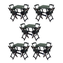 Ver imagem 1 de Kit 5 Jogos de Mesa Dobráveis 70x70cm com 20 Cadeiras Madeira Maciça Preto