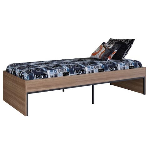 Kit Quarto Solteiro C/ Cama e Mesa de Cabeceira Montana/preto Tb800 Art In Móveis