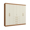 Ver imagem 2 de Guarda-Roupas 6 Portas e 4 Gavetas de Madeira Marrom/Canela/Off White