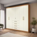 Ver imagem 1 de Guarda-Roupas 6 Portas e 4 Gavetas de Madeira Marrom/Canela/Off White