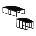 Ver imagem 1 de Kit Industrial Duo Mesa Centro Catarina 35x135 + Trio Mesa Lateral Isabela Tampo Mdf - Preto