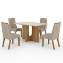 Ver imagem 2 de Mesa de Jantar Dora 120x80 Vidro 25mm Cinamomo Off White com Kit 4 Cadeiras Linho Bege - Valdemóveis