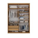 Ver imagem 2 de Guarda Roupa Solteiro 100% MDF BP 2 Portas com 1 Espelho 2 Gavetas Liege Marrom/Nogueira/Off White
