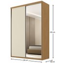 Ver mais imagens de Guarda Roupa Solteiro 100% MDF BP 2 Portas com 1 Espelho 2 Gavetas Liege Marrom/Nogueira/Off White