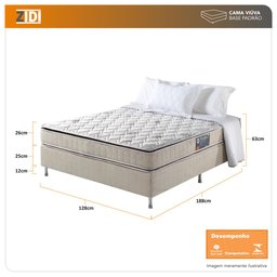 Cama Box Viúva Bege + Colchão Espuma D70/D28 2 Pillow Top Orleans 128x188x63cm - 3