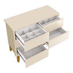 Jogo de Quarto Infantil Classic Cômoda 6 Gavetas e Berço Areia Fosco com Pés Amadeirado - Reller - 3