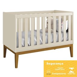 Jogo de Quarto Infantil Classic Cômoda 6 Gavetas e Berço Areia Fosco com Pés Amadeirado - Reller - 4