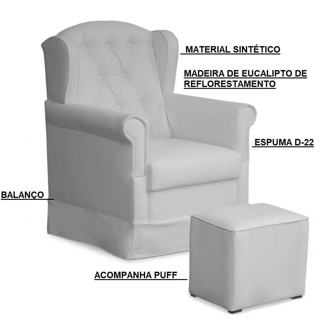 Poltrona Amamentação Livia Balanço Quarto Branco - 3