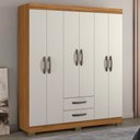 Ver imagem 1 de Guarda-roupa Casal Estelar 6 Portas 2 Gavetas Freijó Trend/off White - Pnr Móveis