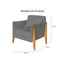 Ver imagem 3 de Kit 2 Poltronas Decorativa Sophia Suede Cinza Pés Madeira Ms Decor