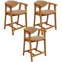 Ver imagem 1 de Kit 03 Banquetas Baixa para Cozinha Sala Jantar Bancada Cecília L02 Bouclê Mostarda - Lyam Decor