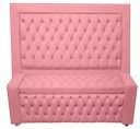 Ver imagem 1 de Kit Cabeceira de Cama Box e Calçadeira Baú Retro Capitonê Botão Encapados King 195 Cm Suede Rosa Eli