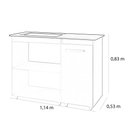 Ver imagem 4 de Balcão para Cooktop Soraia 114cm 04 Bocas 01 Porta Tampo Recortado Savana Off White - Desk Design
