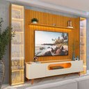 Ver imagem 6 de Rack com Painel Ripado para TV até 84 Polegadas com LED 100% MDF 304,8CMX237CM Pés em Madeira Maciça Nobre Clean Luminare Yescasa