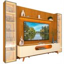 Ver mais imagens de Rack com Painel Ripado para TV até 84 Polegadas com LED 100% MDF 304,8cmx237cm Pés em Madeira Maciça Nobre Clean Luminare