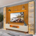 Ver imagem 7 de Rack com Painel Ripado para TV até 84 Polegadas com LED 100% MDF 304,8cmx237cm Pés em Madeira Maciça Nobre Clean Luminare