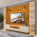 Ver imagem 7 de Rack com Painel Ripado para TV até 84 Polegadas com LED 100% MDF 304,8CMX237CM Pés em Madeira Maciça Nobre Clean Luminare Yescasa