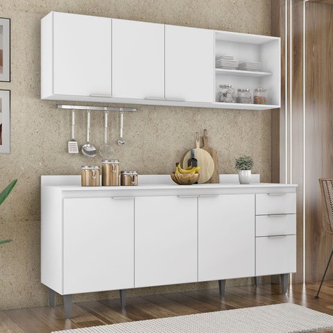 Armário de Cozinha Cp10 e Tampo 178cm Pérola Z34 Branco - Mpozenato