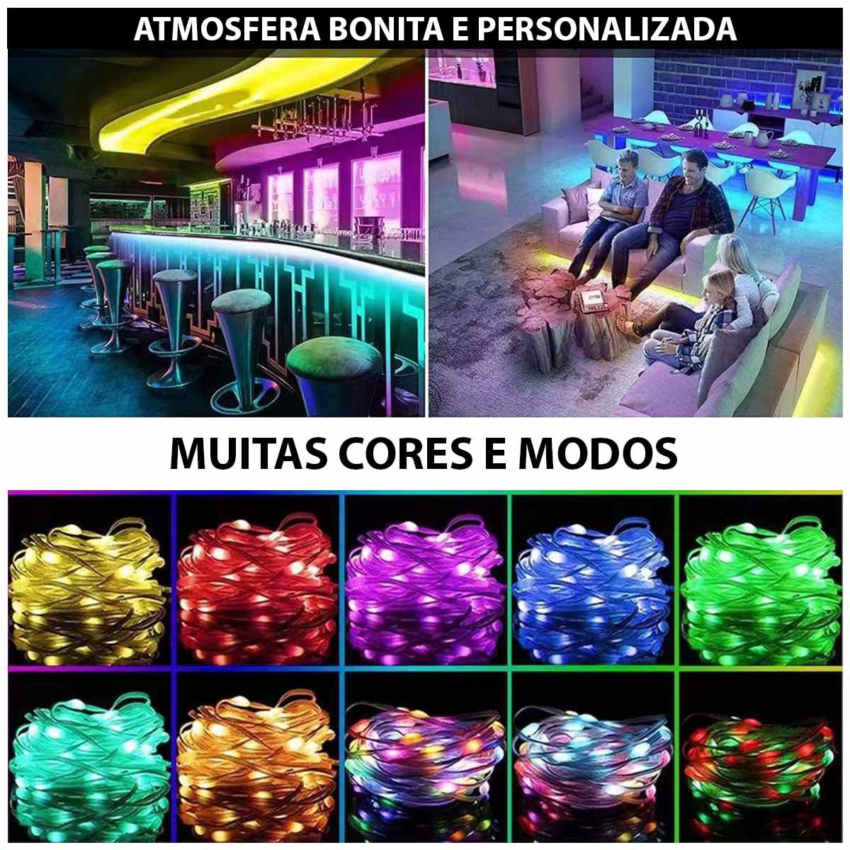 Fita Led Aplicativo App Controle 5 Metros Celular Smartphone Cores Rgb Ajustavel Ip68 Decoraçao Nata - 7