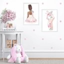 Ver imagem 1 de Kit 2 Quadros Quarto Menina Bailarina Floral 24x18cm - com Vidro:madeira Preta