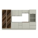 Ver imagem 1 de Cozinha Completa Fineze 12 Portas 4 Gavetas com Vidro 100% MDF CEC263 Areia Hp/Cinamomo - Henn