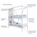 Ver imagem 3 de Beliche Casinha Reta com 02 Janelas Madeira Maciça Branco/ Rosa Housin