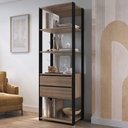 Ver imagem 2 de Estante Multiuso para Sala com 2 Gavetas e 4 Nichos 1,83 M Cor:preto com Montana